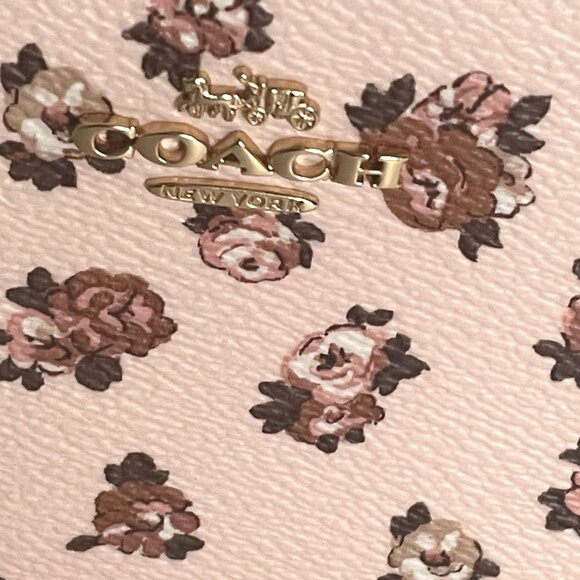 Coach Long Zip Phone Wallet Rosette Floral Wristlet Pink Canvas CZ329 Strap - Picture 7 of 7